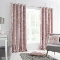 Catherine Lansfield Crushed Velvet 66 x 90 Inch Eyelet Curtain Pair Blush