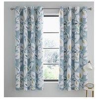 Catherine Lansfield Inga Leaf, 66x72 Inch Eyelet Curtains, Teal