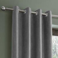 Catherine Lansfield Faux Suede Eyelet Ring Top Fully Lined Curtains Grey