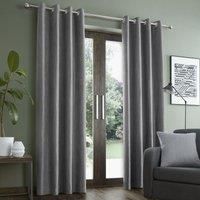 Catherine Lansfield Faux Suede 66x90 Inch Lined Eyelet Curtains Two Panels Grey