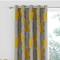 Catherine Lansfield Velvet Rose Eyelet Curtains 66X72 Inch Ochre