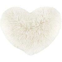 Catherine Lansfield Cuddly Deep Pile Faux Fur Heart Shaped Cushion Cream