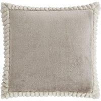 Catherine Lansfield Velvet and Faux Fur 55x55cm Cushion Cover Natural