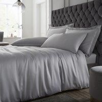 Catherine Lansfield Silky Soft Satin Super King Duvet Set Silver