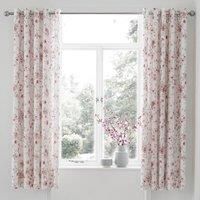 Catherine Lansfield Jasmine Floral Eyelet Curtains 66X72 Inch White