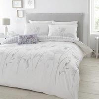 Catherine Lansfield Meadowsweet Floral Easy Care Super King Duvet Set White/Grey