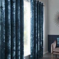 Catherine Lansfield Crushed Velvet  Eyelet Curtains 90X90 Inch Teal