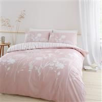 Catherine Lansfield Meadowsweet Floral Easy Care King Duvet Set Blush