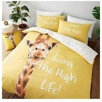 Catherine Lansfield Bedding Giraffe King Duvet Cover Set with Pillowcases Yellow