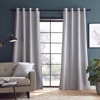 Catherine Lansfield Textured Blackout Thermal Eyelet 66X54 Inch Curtains Silver