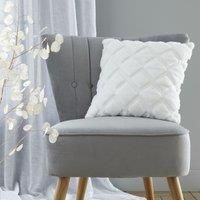 Catherine Lansfield Cosy Diamond Faux Fur 43x43cm Cushion Cover White