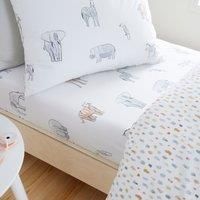 Bianca Zoo Animals Cotton Junior Fitted Sheet Pastel BD/55654/R/TFD/PAT