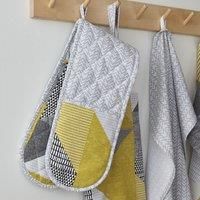 Catherine Lansfield Larsson Geo Double Oven Glove Ochre