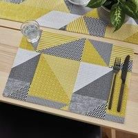 Catherine Lansfield Larrson Ochre Set Of 2 Placemats