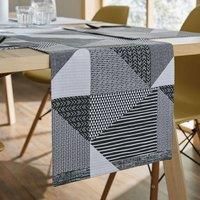 Catherine Lansfield Larsson Geo Table Runner Grey KT/44750/W/TRN220/GY