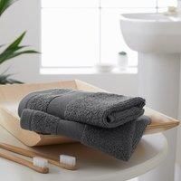 Catherine Lansfield Bathroom Anti-Bacterial Face Cloth Pair Charcoal