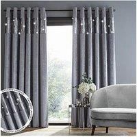 Catherine Lansfield Crushed Velvet Glamour Sequin Fully Lined Eyelet Curtains 66X90