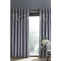 Catherine Lansfield Crushed Velvet Glamour Sequin Eyelet 90X90 Inch Curtains Grey