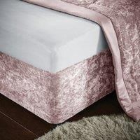 Catherine Lansfield Crushed Velvet Double Elasticated Divan Base Wrap Blush Pink