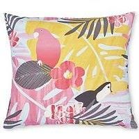 Catherine Lansfield Tropical Birds Indoor/Outdoor 45x45cm Filled Cushion Hot Pink
