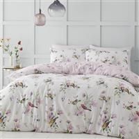 Catherine Lansfield Bedding Songbird Double Duvet Cover Set with Pillowcases Pink
