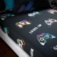 Catherine Lansfield Kids Bedroom Game Over Single Fitted Sheet 25 cm Depth Black