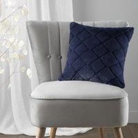 Catherine Lansfield Cosy Diamond Faux Fur 43x43cm Cushion Navy Blue