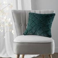 Catherine Lansfield Cosy Diamond Faux Fur 43x43cm Cushion Bottle Green