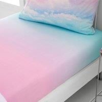 Catherine Lansfield Kids Bedroom Ombre Rainbow Clouds Double Fitted Sheet 25cm Depth Pastel