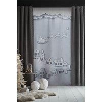 Catherine Lansfield Santas Christmas Roof Tops 46x90 Inch Slot Top Curtain Panel Grey