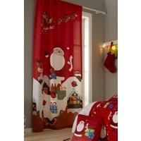 Catherine Lansfield Santa/'s Christmas Presents 46x90 Inch Slot Top Curtain Panel Red