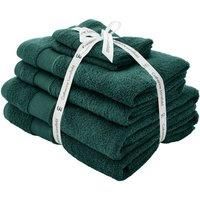 Catherine Lansfield Anti Bacterial Soft & Absorbent Cotton 6 Piece Towel Set Forest Green