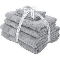 Catherine Lansfield Bathroom Anti Bacterial 500 gsm Soft & Absorbent Cotton 6 Piece Towel Set Silver Grey, Towels, 6 Piece Bale