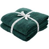 Catherine Lansfield Anti Bacterial Soft & Absorbent Cotton Bath Sheet Pair Forest Green