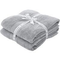 Catherine Lansfield Bathroom Anti Bacterial 500 gsm Soft & Absorbent Cotton Bath Sheet Pair Silver Grey