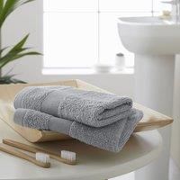 Catherine Lansfield Bathroom Anti Bacterial 500 gsm Soft & Absorbent Cotton Face Cloth Pair Silver Grey