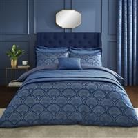 Catherine Lansfield Bedding Art Deco Pearl Double Duvet Cover Set with Pillowcases Navy