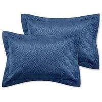 Catherine Lansfield Art Deco Pearl Oxford 50x75cm + border Pack of 2 Pillow cases with envelope closure Navy Blue