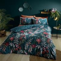 Catherine Lansfield Tropical Floral Birds Duvet Set - Green - Sb