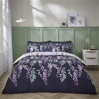 Catherine Lansfield Bedding Wisteria Single Duvet Cover Set with Pillowcase White/Navy