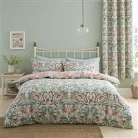Catherine Lansfield Bedding Clarence Floral Single Duvet Cover Set with Pillowcase Natural/Green