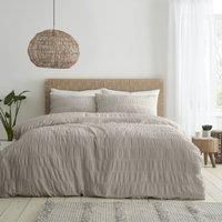 Catherine Lansfield Bedding Seersucker Single Duvet Cover Set with Pillowcase Natural