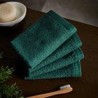 Catherine Lansfield Quick Dry Cotton Face Cloth 4 Pack Forest Green,30x30cm
