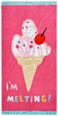 Catherine Lansfield I/'m Melting Cotton Beach Towel, Pink, 76x160cm