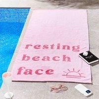 Sassy B Resting Beach Face Cotton Beach Towel Pink,76x160cm