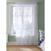 Catherine Lansfield Living Wisteria Floral 55x54 Inch Slot Top Curtain Panel White