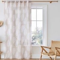 Catherine Lansfield Living Palm Leaf 55x48 Inch Slot Top Curtain Panel Natural