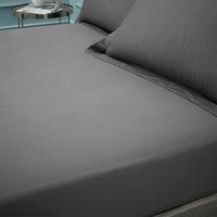 Bianca Fine Linens Bedroom 180 Thread Count Egyptian Cotton Super King Fitted Sheet 34cm Depth Charcoal Grey