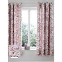 Catherine Lansfield Enchanted Butterfly 66x72 Inch Fully Reversible Eyelet Curtains Two Panels Pink