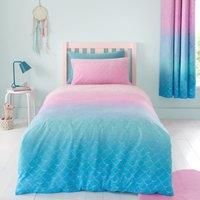 Catherine Lansfield Mermaid Reversible Single Duvet Cover Set with Pillowcase Blue